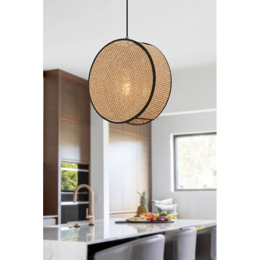 Κρεμαστό φωτιστικό με καλώδιο BIG DRUM 1xE27/60W/230V καφέ/μαύρο
