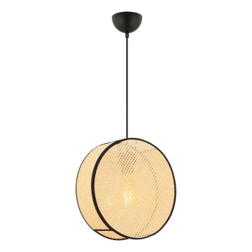 Κρεμαστό φωτιστικό με καλώδιο BIG DRUM 1xE27/60W/230V μπεζ/μαύρο