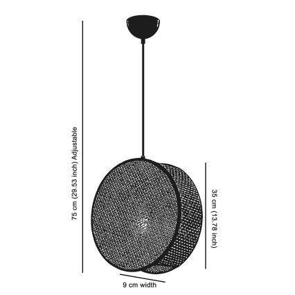 Κρεμαστό φωτιστικό με καλώδιο BIG DRUM 1xE27/60W/230V μπεζ/μαύρο