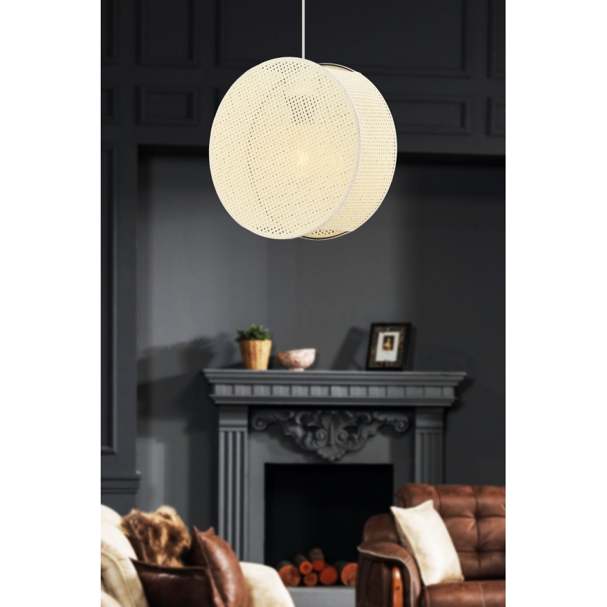 Κρεμαστό φωτιστικό με καλώδιο BIG DRUM 1xE27/60W/230V σε απόχρωση εκρού