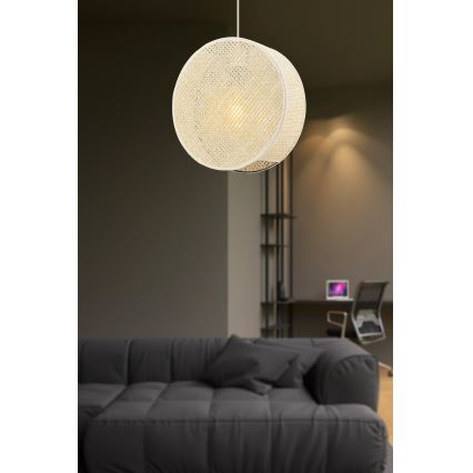 Κρεμαστό φωτιστικό με καλώδιο BIG DRUM 1xE27/60W/230V σε εκρού απόχρωση