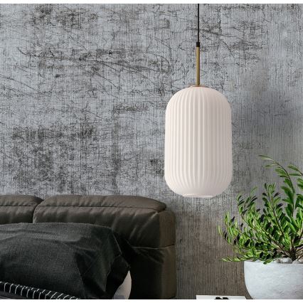 Κρεμαστό φωτιστικό με καλώδιο CRESTO 1xE27/40W/230V λευκό/χρυσό
