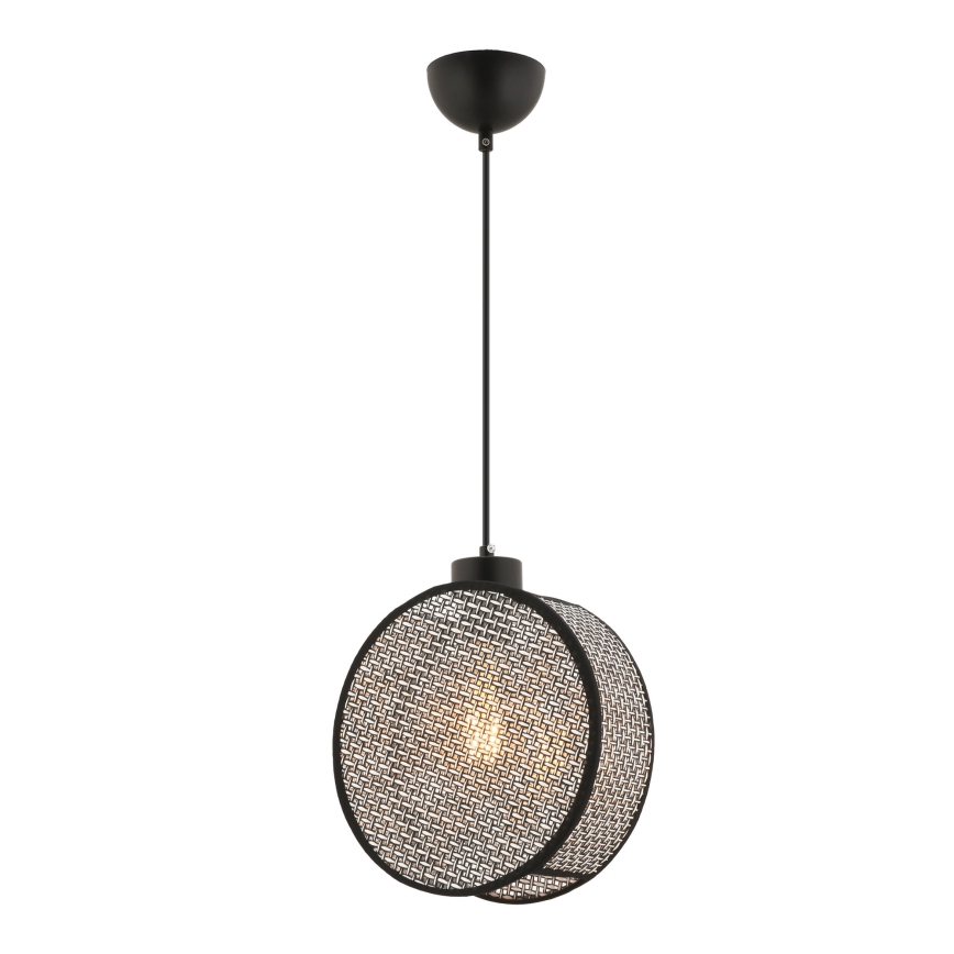 Κρεμαστό φωτιστικό με καλώδιο DRUM 1xE27/60W/230V γκρι/μαύρο