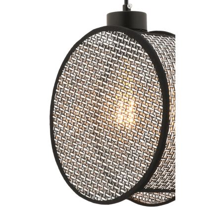 Κρεμαστό φωτιστικό με καλώδιο DRUM 1xE27/60W/230V γκρι/μαύρο