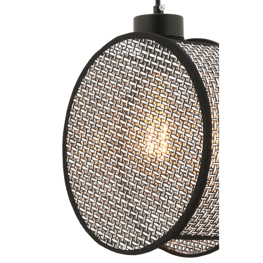 Κρεμαστό φωτιστικό με καλώδιο DRUM 1xE27/60W/230V γκρι/μαύρο