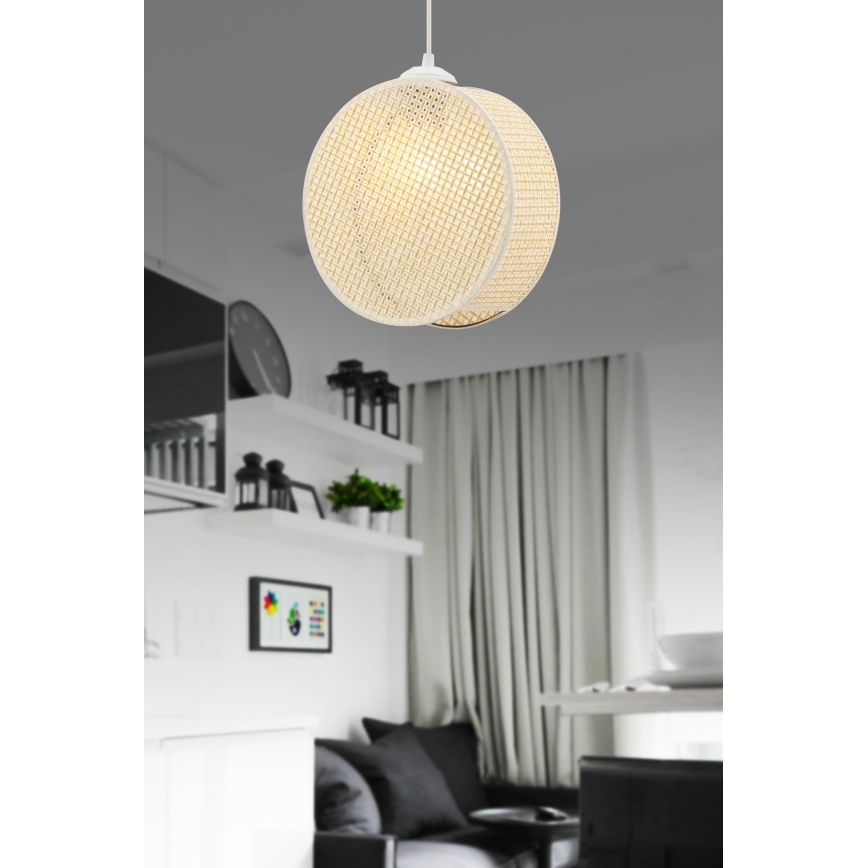 Κρεμαστό φωτιστικό με καλώδιο DRUM 1xE27/60W/230V εκρού