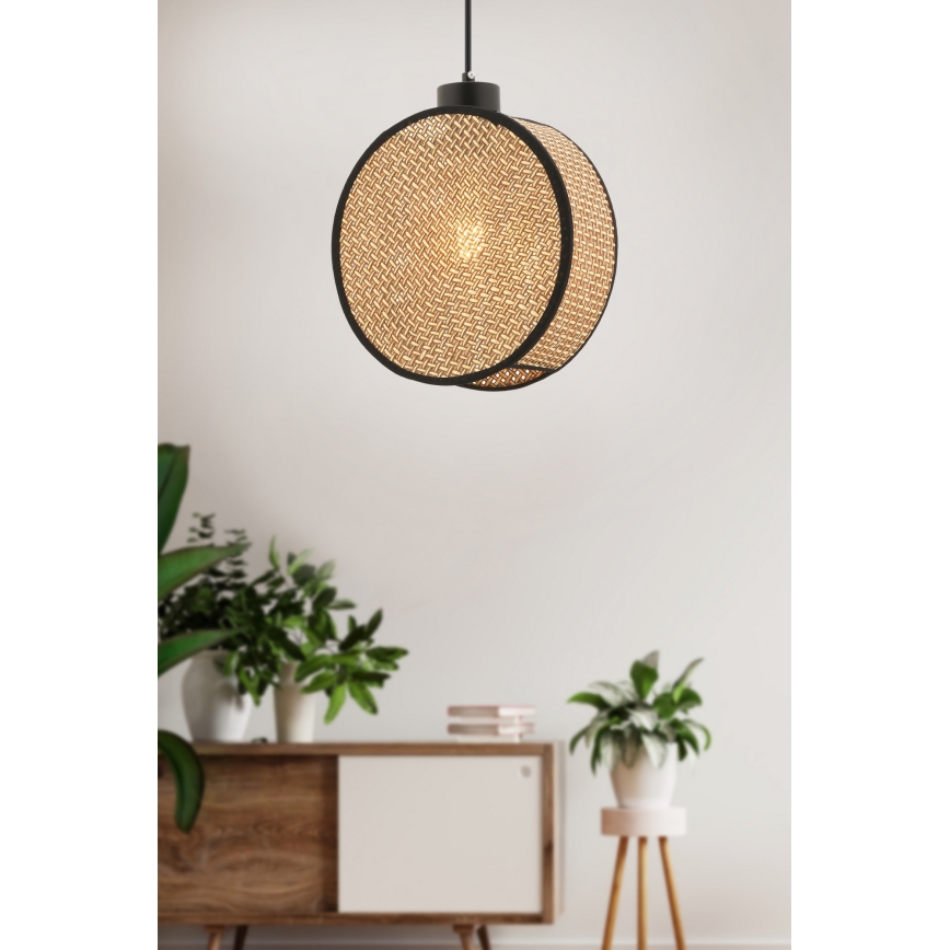 Κρεμαστό φωτιστικό με καλώδιο DRUM 1xE27/60W/230V καφέ/μαύρο