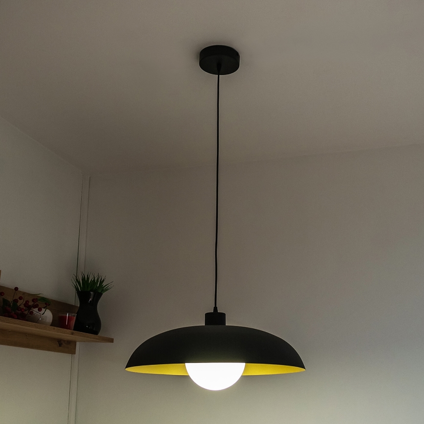 Κρεμαστό φωτιστικό με καλώδιο ECLIPSE 1xE27/15W/230V μαύρο/χρυσό
