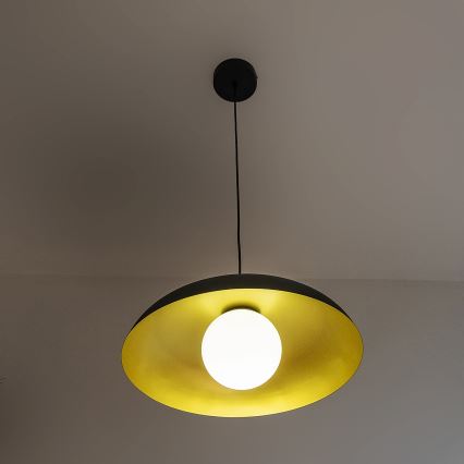 Κρεμαστό φωτιστικό με καλώδιο ECLIPSE 1xE27/15W/230V μαύρο/χρυσό