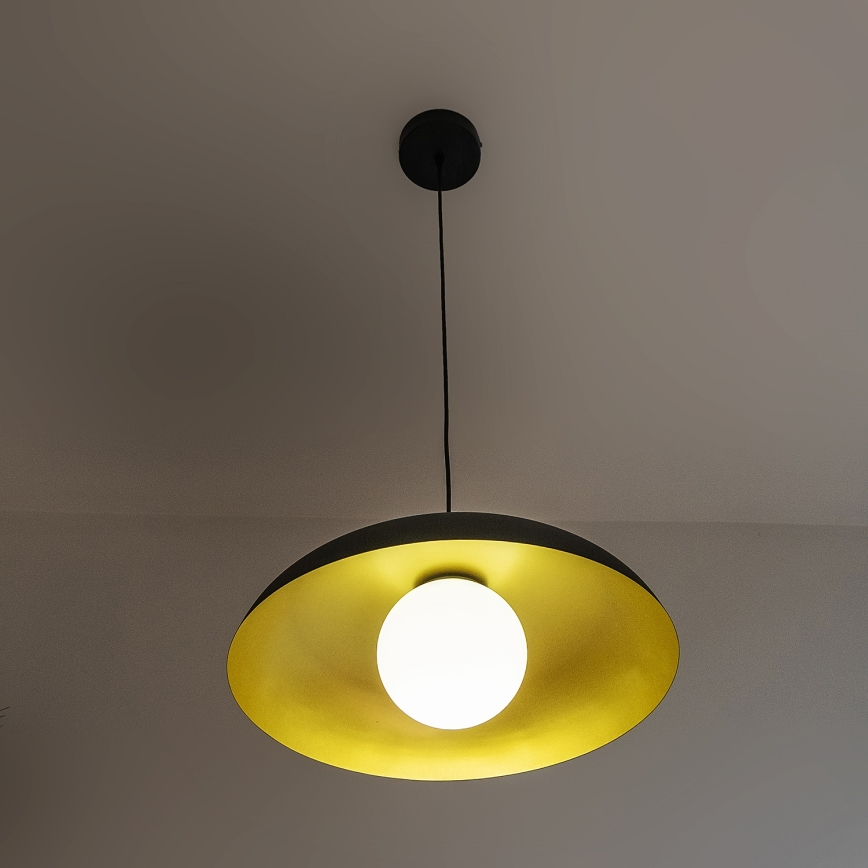 Κρεμαστό φωτιστικό με καλώδιο ECLIPSE 1xE27/15W/230V μαύρο/χρυσό