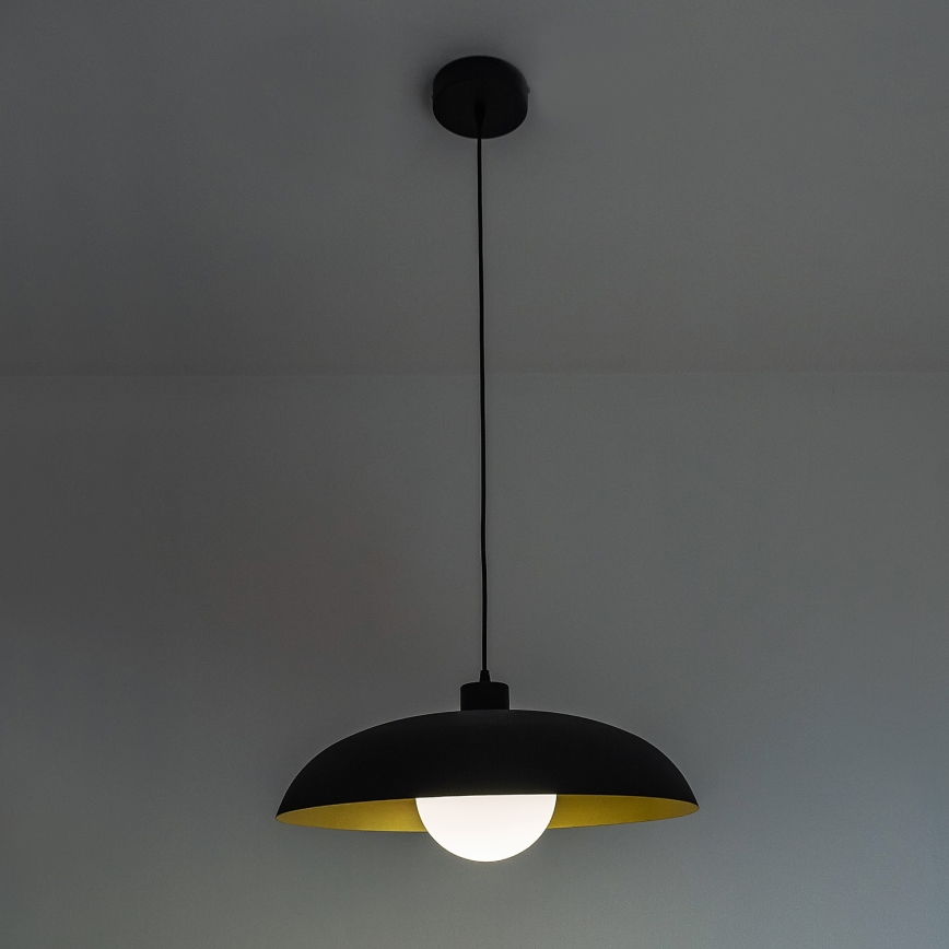 Κρεμαστό φωτιστικό με καλώδιο ECLIPSE 1xE27/15W/230V μαύρο/χρυσό