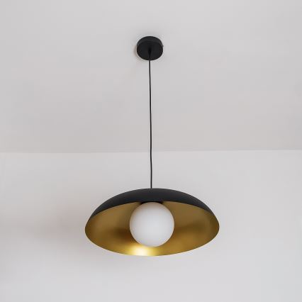 Κρεμαστό φωτιστικό με καλώδιο ECLIPSE 1xE27/15W/230V μαύρο/χρυσό