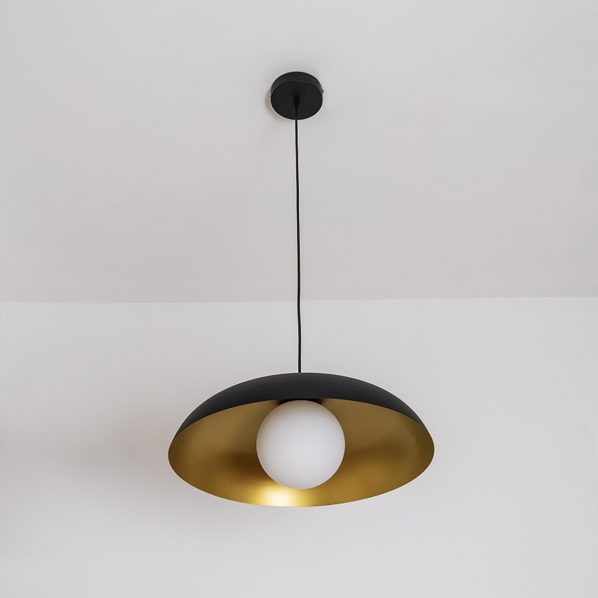 Κρεμαστό φωτιστικό με καλώδιο ECLIPSE 1xE27/15W/230V μαύρο/χρυσό