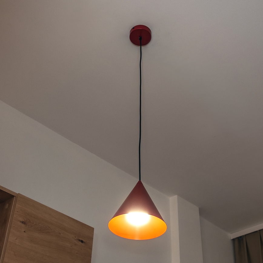 Κρεμαστό φωτιστικό με καλώδιο ETNA II 1xE27/15W/230V Ø 18,5 cm κόκκινο