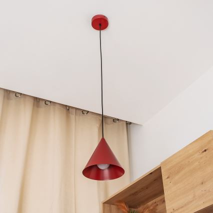 Κρεμαστό φωτιστικό με καλώδιο ETNA II 1xE27/15W/230V Ø 18,5 cm κόκκινο
