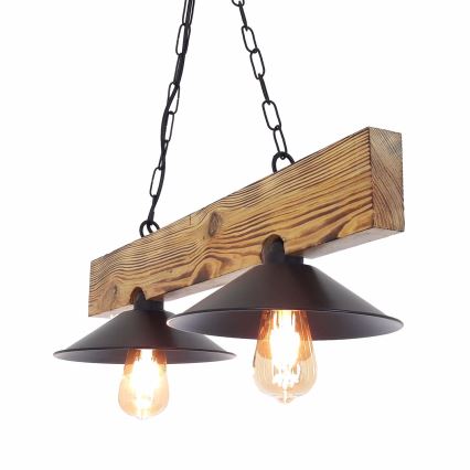Κρεμαστό φωτιστικό με καλώδιο HEPSI 2xE27/40W/230V, έλατο/καρυδιά