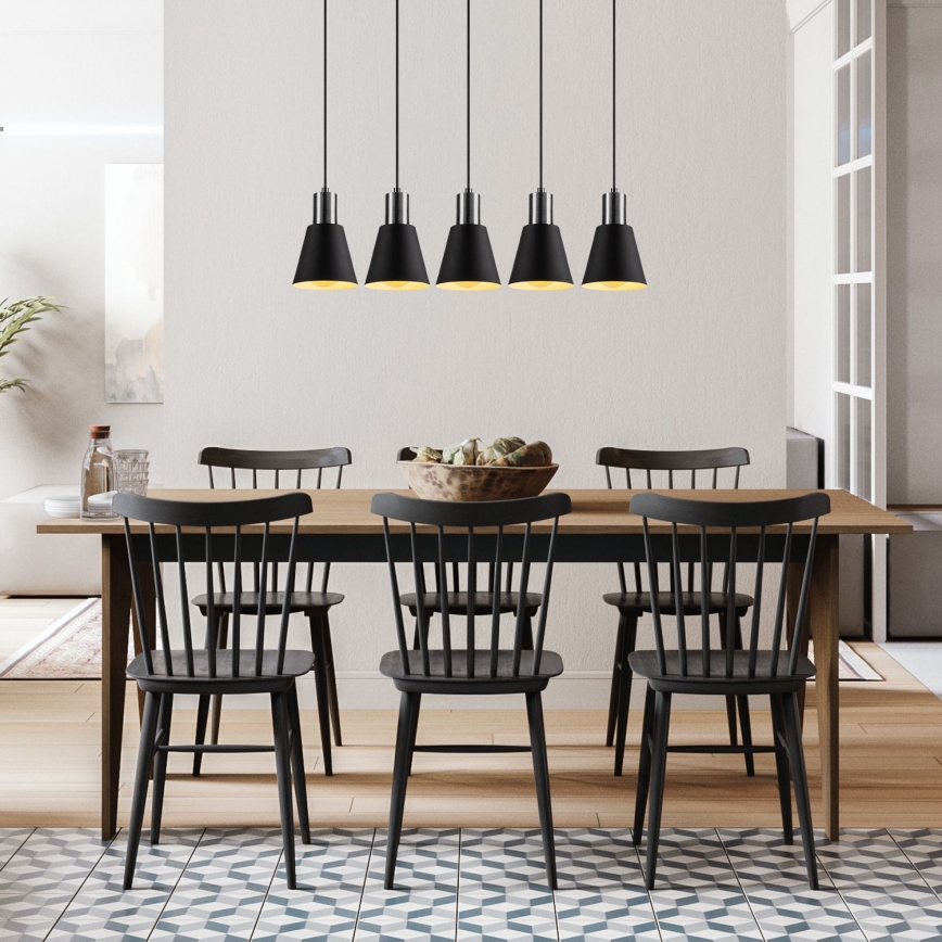 Κρεμαστό φωτιστικό με καλώδιο KEM 5xE27/40W/230V μαύρο