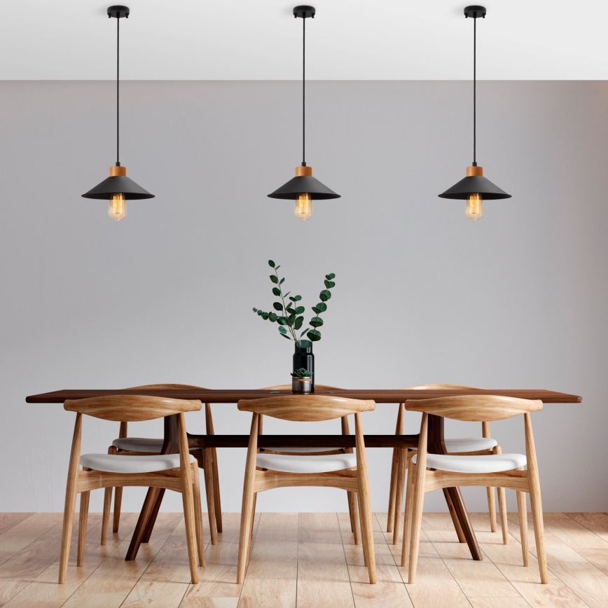 Κρεμαστό φωτιστικό με καλώδιο MANAVGAT 1xE27/40W/230V μαύρο/καφέ