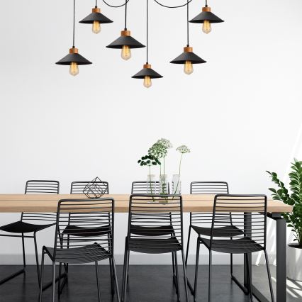 Κρεμαστό φωτιστικό με καλώδιο MANAVGAT 6xE27/40W/230V σε στυλ αράχνης μαύρο/καφέ