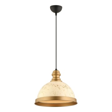 Κρεμαστό φωτιστικό με καλώδιο MONZA 1xE27/40W/230V Ø 29 cm κρεμ/μπρονζέ