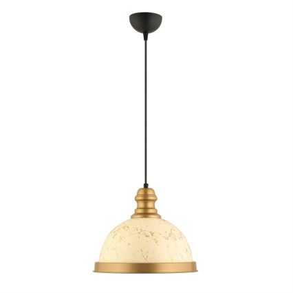 Κρεμαστό φωτιστικό με καλώδιο MONZA 1xE27/40W/230V Ø 29 cm κρεμ/μπρονζέ