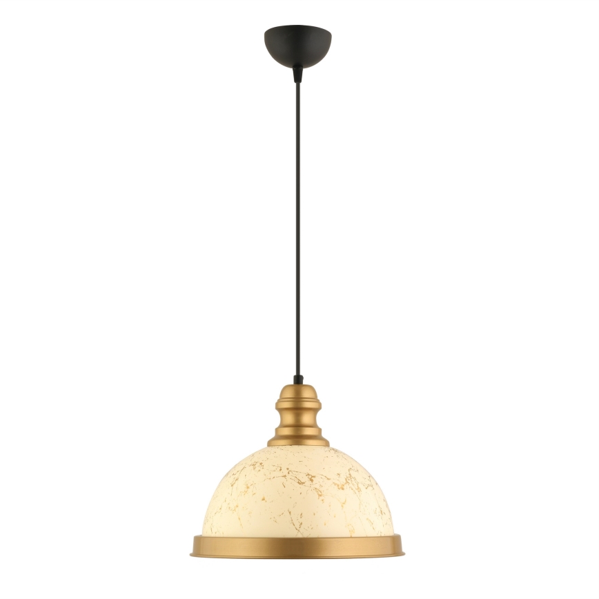 Κρεμαστό φωτιστικό με καλώδιο MONZA 1xE27/40W/230V Ø 29 cm κρεμ/μπρονζέ