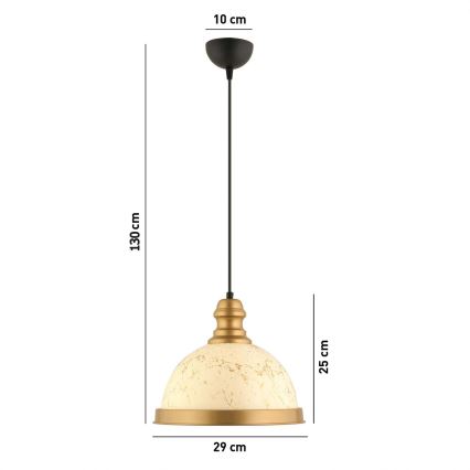 Κρεμαστό φωτιστικό με καλώδιο MONZA 1xE27/40W/230V Ø 29 cm κρεμ/μπρονζέ
