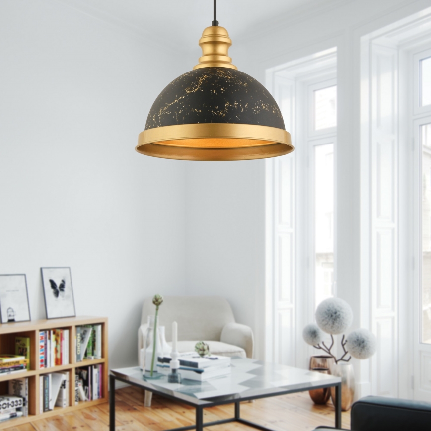 Κρεμαστό φωτιστικό με καλώδιο MONZA 1xE27/40W/230V Ø 29 cm μαύρο/μπρονζέ