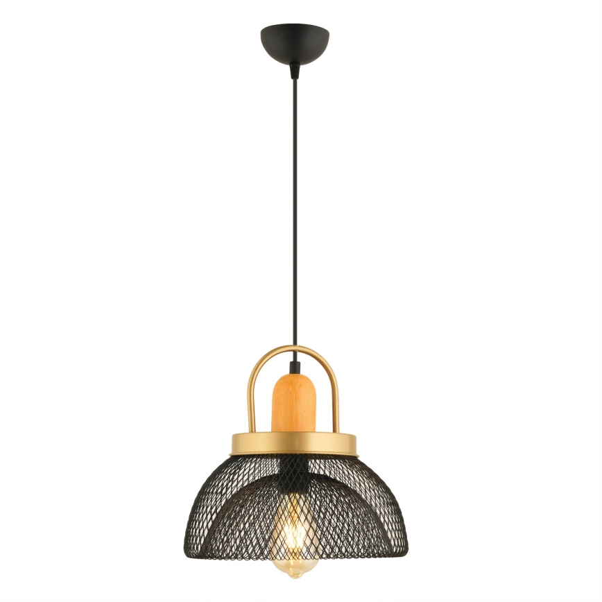 Κρεμαστό φωτιστικό με καλώδιο MONZA 1xE27/40W/230V Ø 29 cm μαύρο/χρυσό