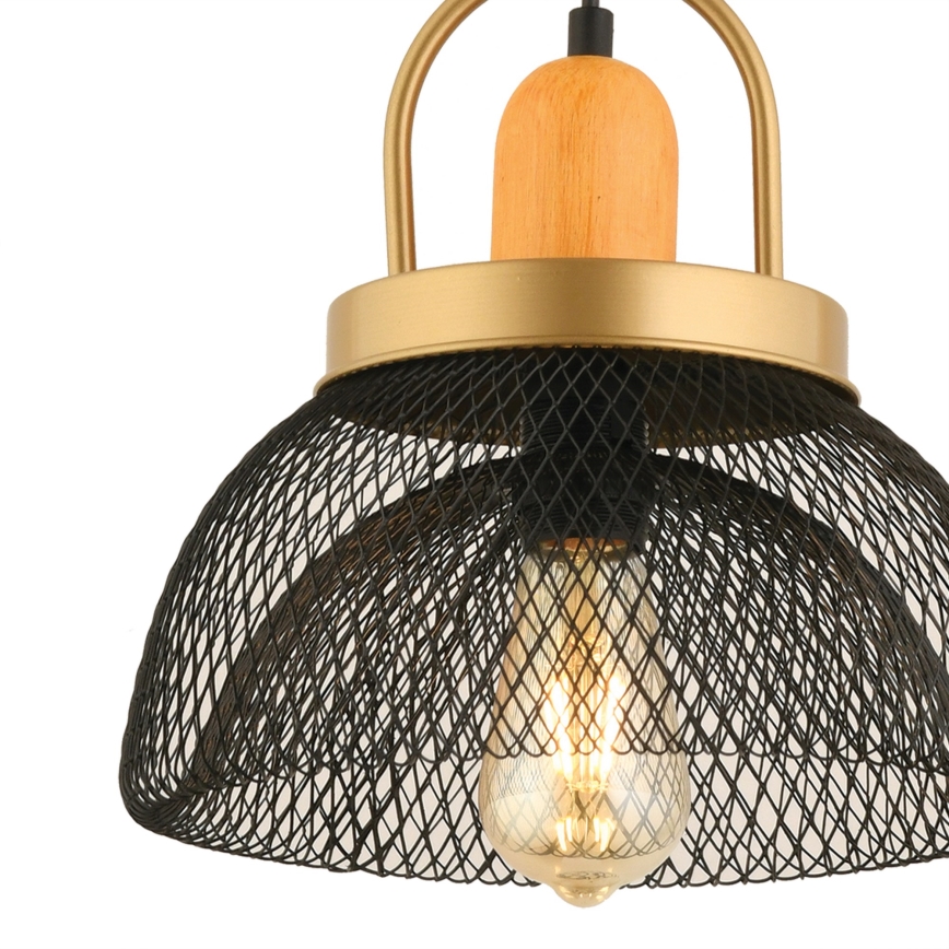 Κρεμαστό φωτιστικό με καλώδιο MONZA 1xE27/40W/230V Ø 29 cm μαύρο/χρυσό
