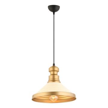 Κρεμαστό φωτιστικό με καλώδιο MONZA 1xE27/40W/230V Ø 30 cm εκρού/χρυσό