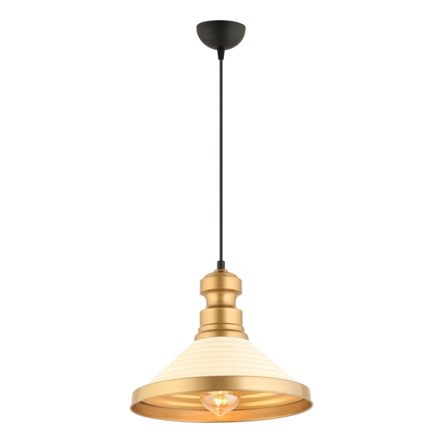 Κρεμαστό φωτιστικό με καλώδιο MONZA 1xE27/40W/230V Ø 30 cm εκρού/χρυσό