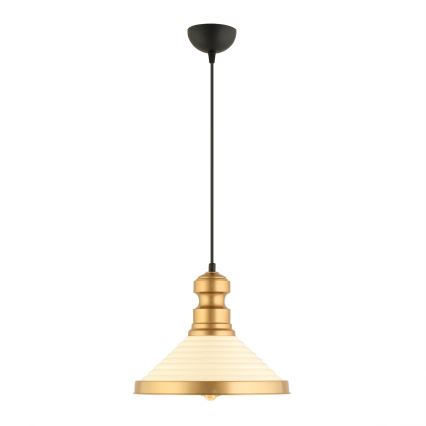 Κρεμαστό φωτιστικό με καλώδιο MONZA 1xE27/40W/230V Ø 30 cm εκρού/χρυσό