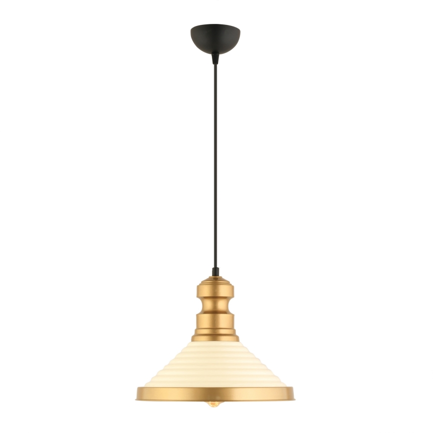 Κρεμαστό φωτιστικό με καλώδιο MONZA 1xE27/40W/230V Ø 30 cm εκρού/χρυσό