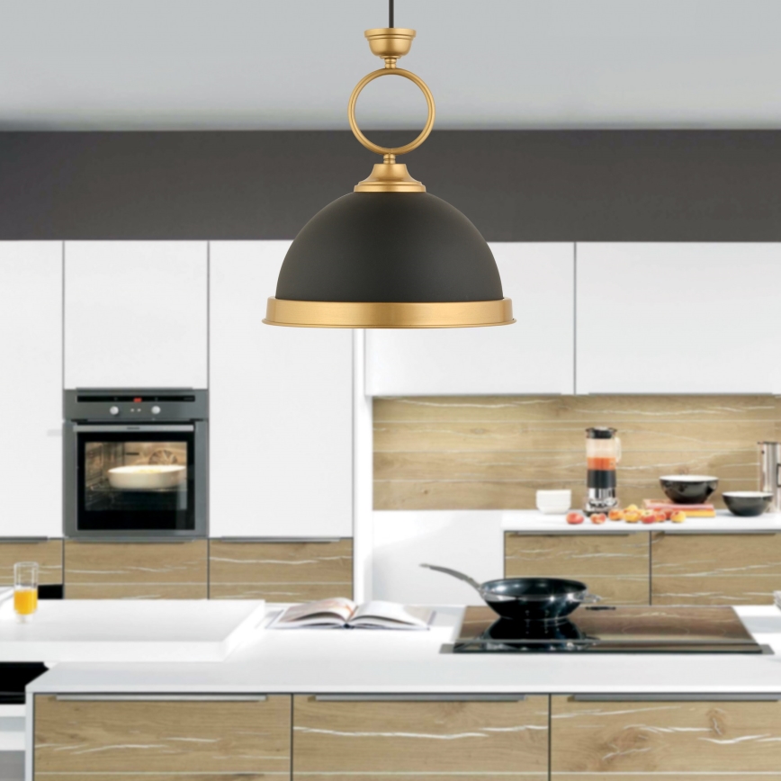 Κρεμαστό φωτιστικό με καλώδιο MONZA 1xE27/40W/230V Ø 30 cm μαύρο/μπρονζέ