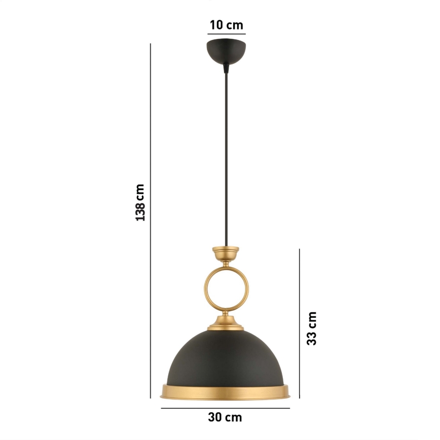 Κρεμαστό φωτιστικό με καλώδιο MONZA 1xE27/40W/230V Ø 30 cm μαύρο/μπρονζέ