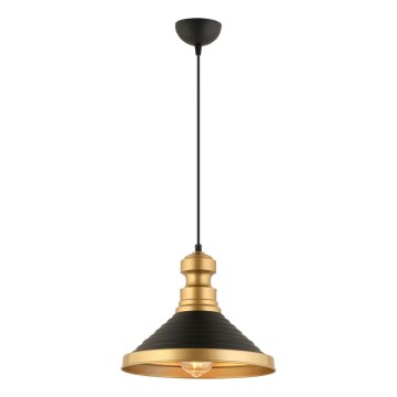 Κρεμαστό φωτιστικό με καλώδιο MONZA 1xE27/40W/230V Ø 30 cm μαύρο/χρυσό