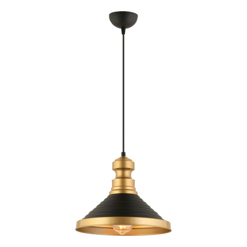 Κρεμαστό φωτιστικό με καλώδιο MONZA 1xE27/40W/230V Ø 30 cm μαύρο/χρυσό