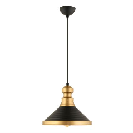 Κρεμαστό φωτιστικό με καλώδιο MONZA 1xE27/40W/230V Ø 30 cm μαύρο/χρυσό