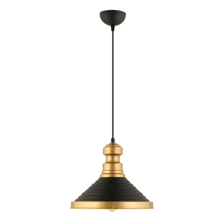 Κρεμαστό φωτιστικό με καλώδιο MONZA 1xE27/40W/230V Ø 30 cm μαύρο/χρυσό