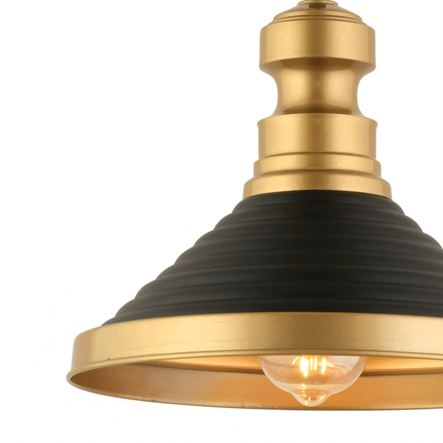 Κρεμαστό φωτιστικό με καλώδιο MONZA 1xE27/40W/230V Ø 30 cm μαύρο/χρυσό