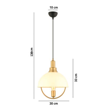 Κρεμαστό φωτιστικό με καλώδιο MONZA 1xE27/40W/230V Ø 30 cm σε κρεμ/χρυσό