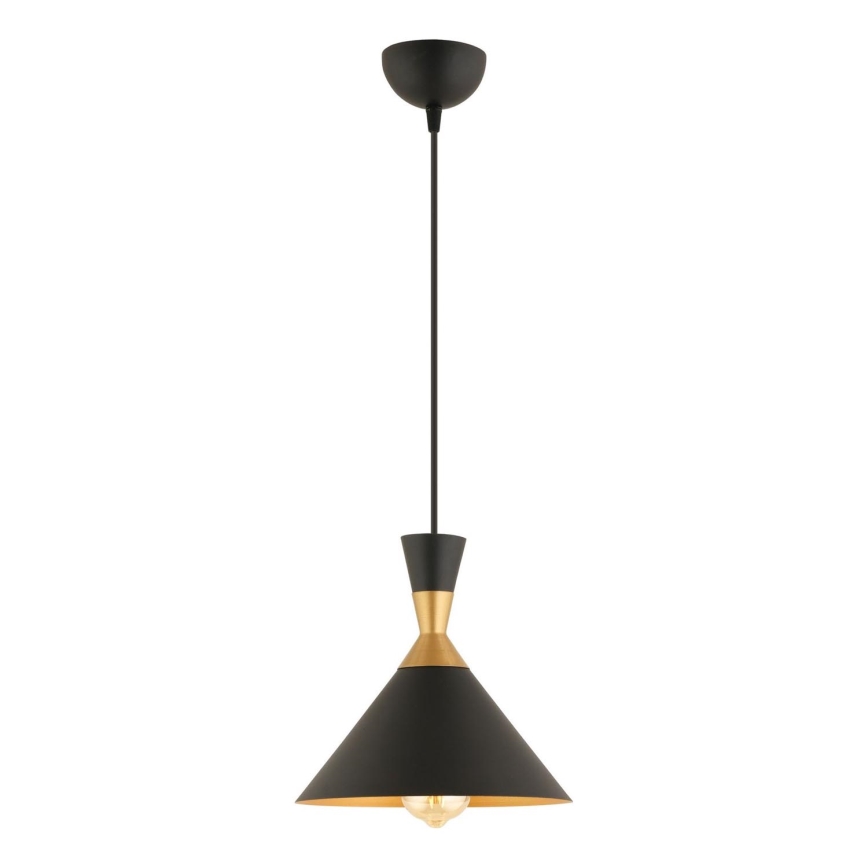 Κρεμαστό φωτιστικό με καλώδιο MONZA 1xE27/40W/230V διάμ. 25 εκ. μαύρο/χρυσό