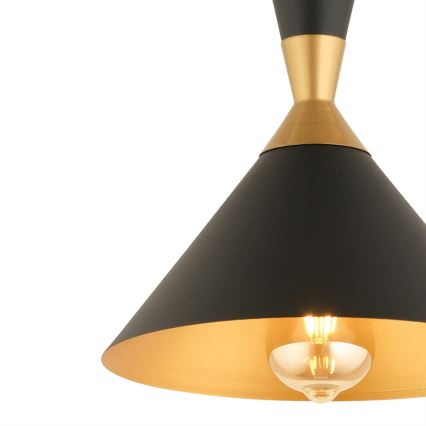 Κρεμαστό φωτιστικό με καλώδιο MONZA 1xE27/40W/230V διάμ. 25 εκ. μαύρο/χρυσό