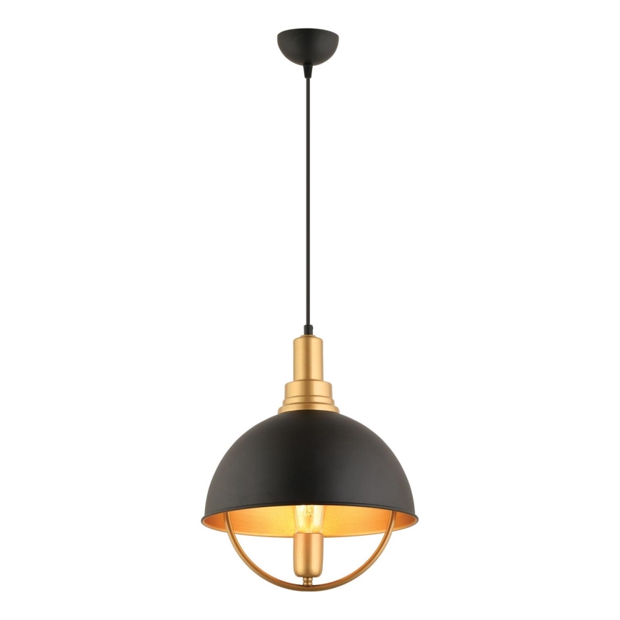 Κρεμαστό φωτιστικό με καλώδιο MONZA 1xE27/40W/230V διάμ. 30 cm μαύρο/χρυσό