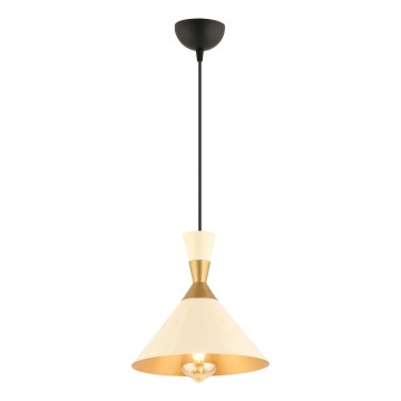 Κρεμαστό φωτιστικό με καλώδιο MONZA, 1xE27/40W/230V, διάμετρος 25 cm, εκρού/χρυσό