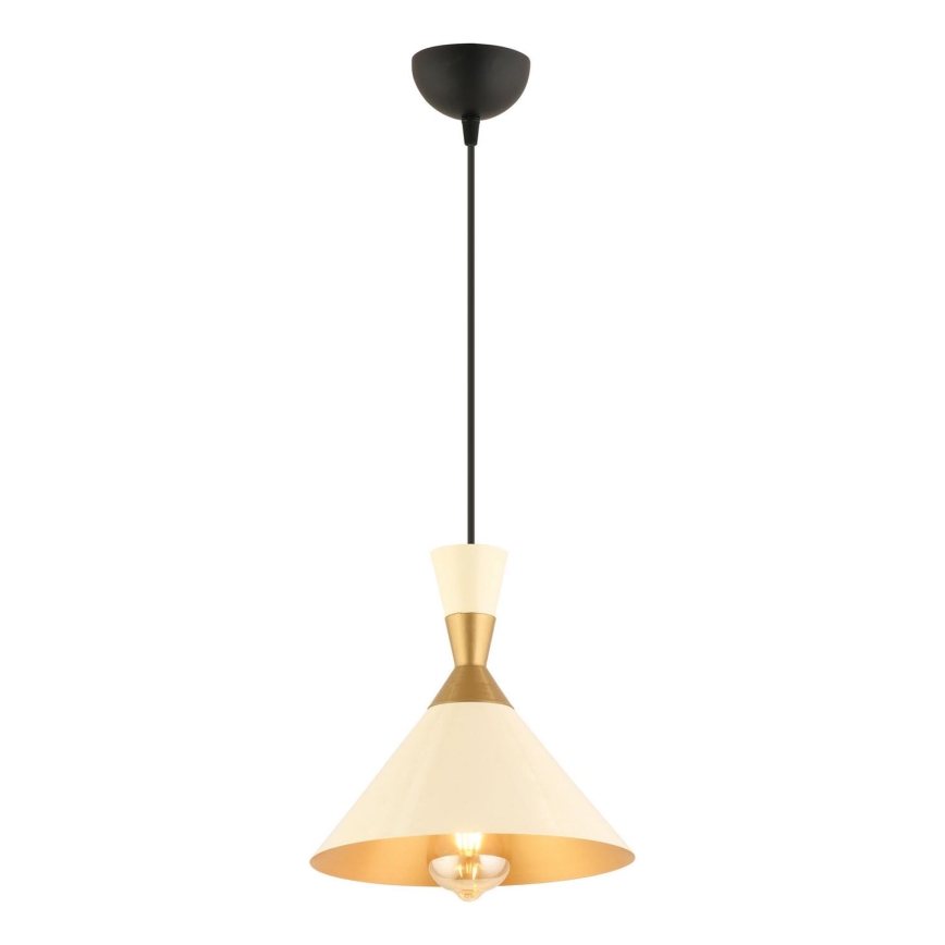 Κρεμαστό φωτιστικό με καλώδιο MONZA, 1xE27/40W/230V, διάμετρος 25 cm, εκρού/χρυσό