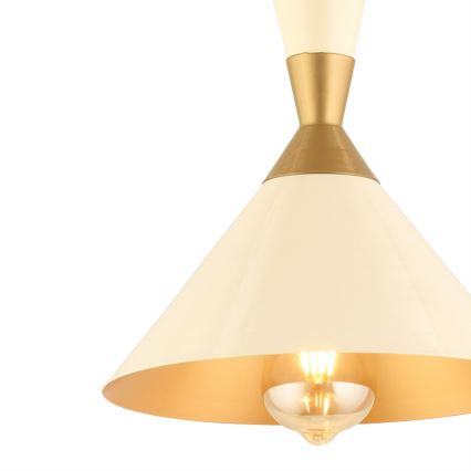 Κρεμαστό φωτιστικό με καλώδιο MONZA, 1xE27/40W/230V, διάμετρος 25 cm, εκρού/χρυσό