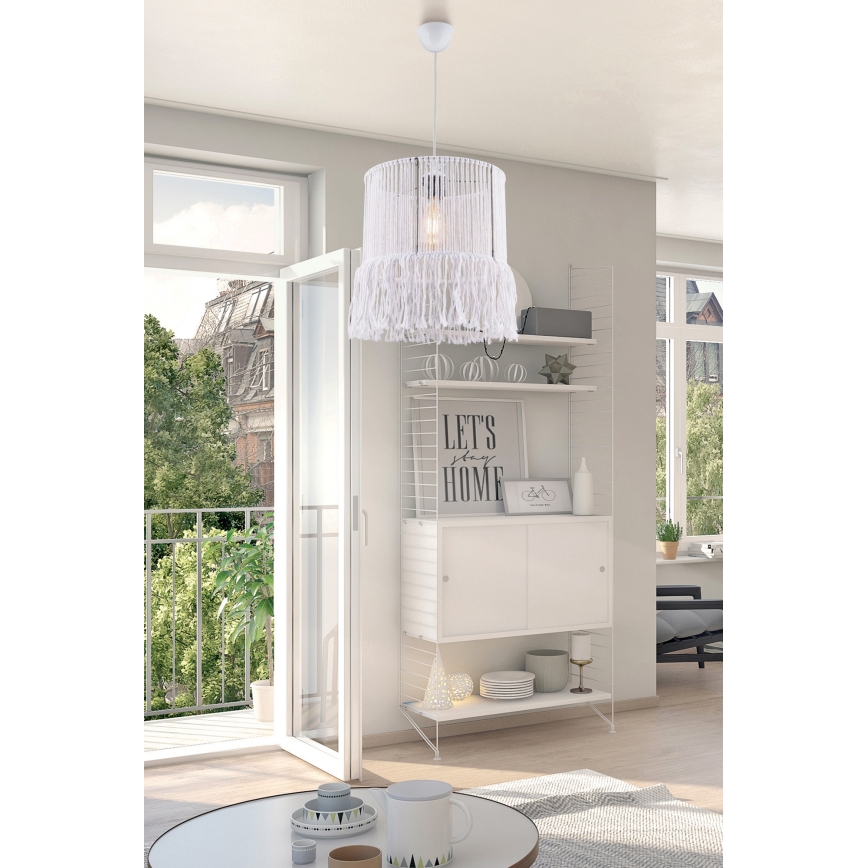 Κρεμαστό φωτιστικό με καλώδιο NESS MACRAME 1xE27/40W/230V λευκό