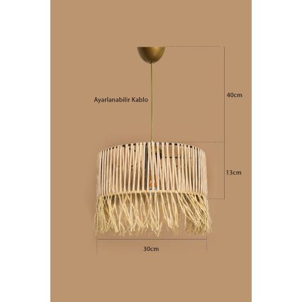 Κρεμαστό φωτιστικό με καλώδιο RIMINI 1xE27/40W/230V μπεζ